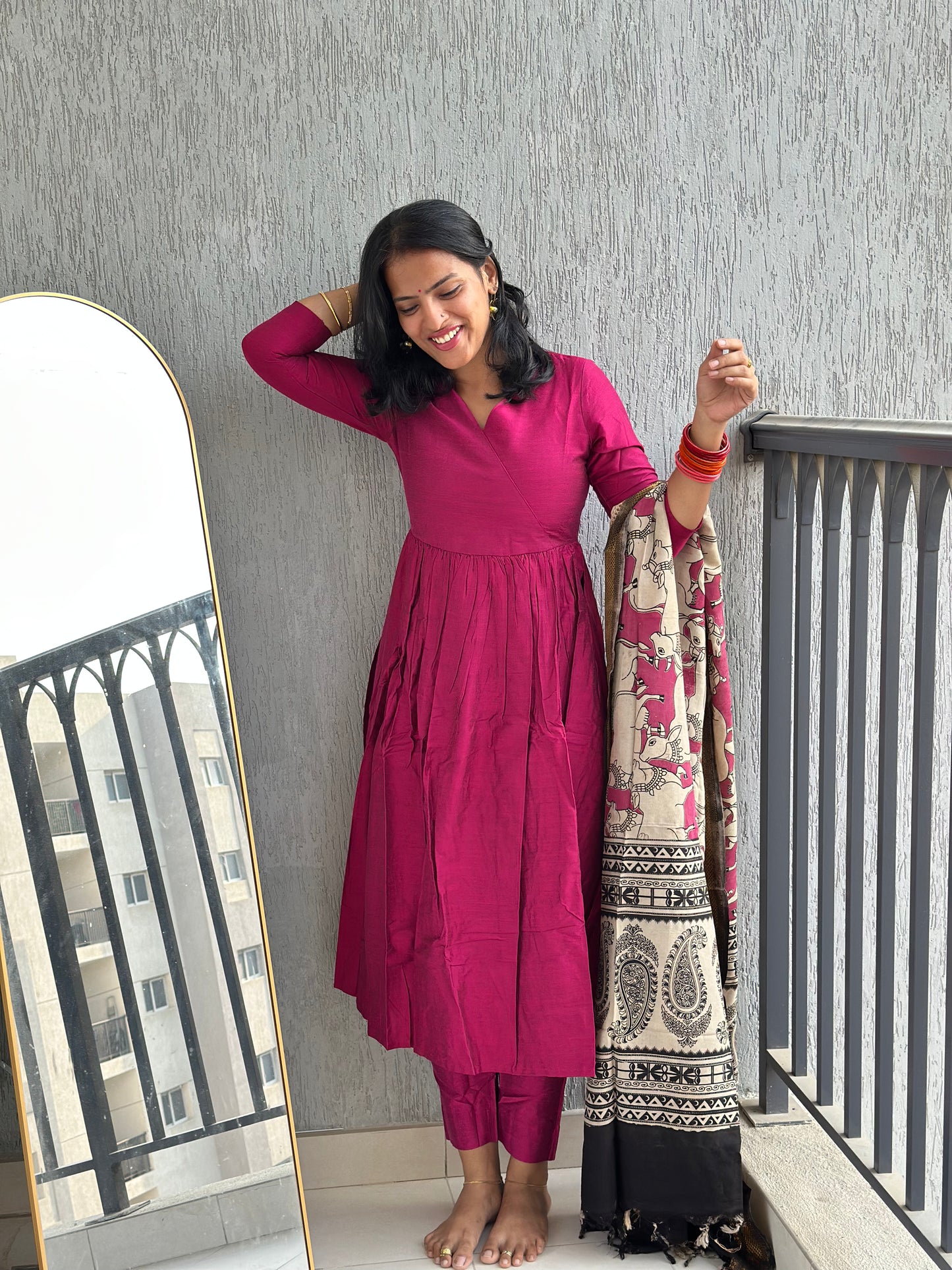 Pink Nyra Silk cotton set