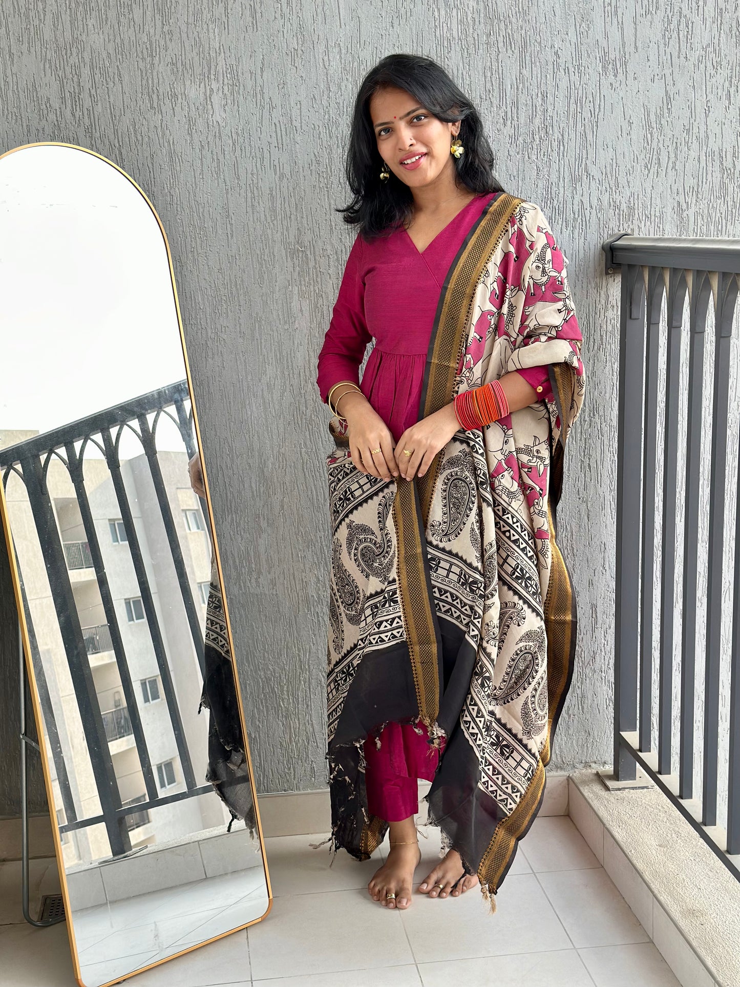 Pink Nyra Silk cotton set