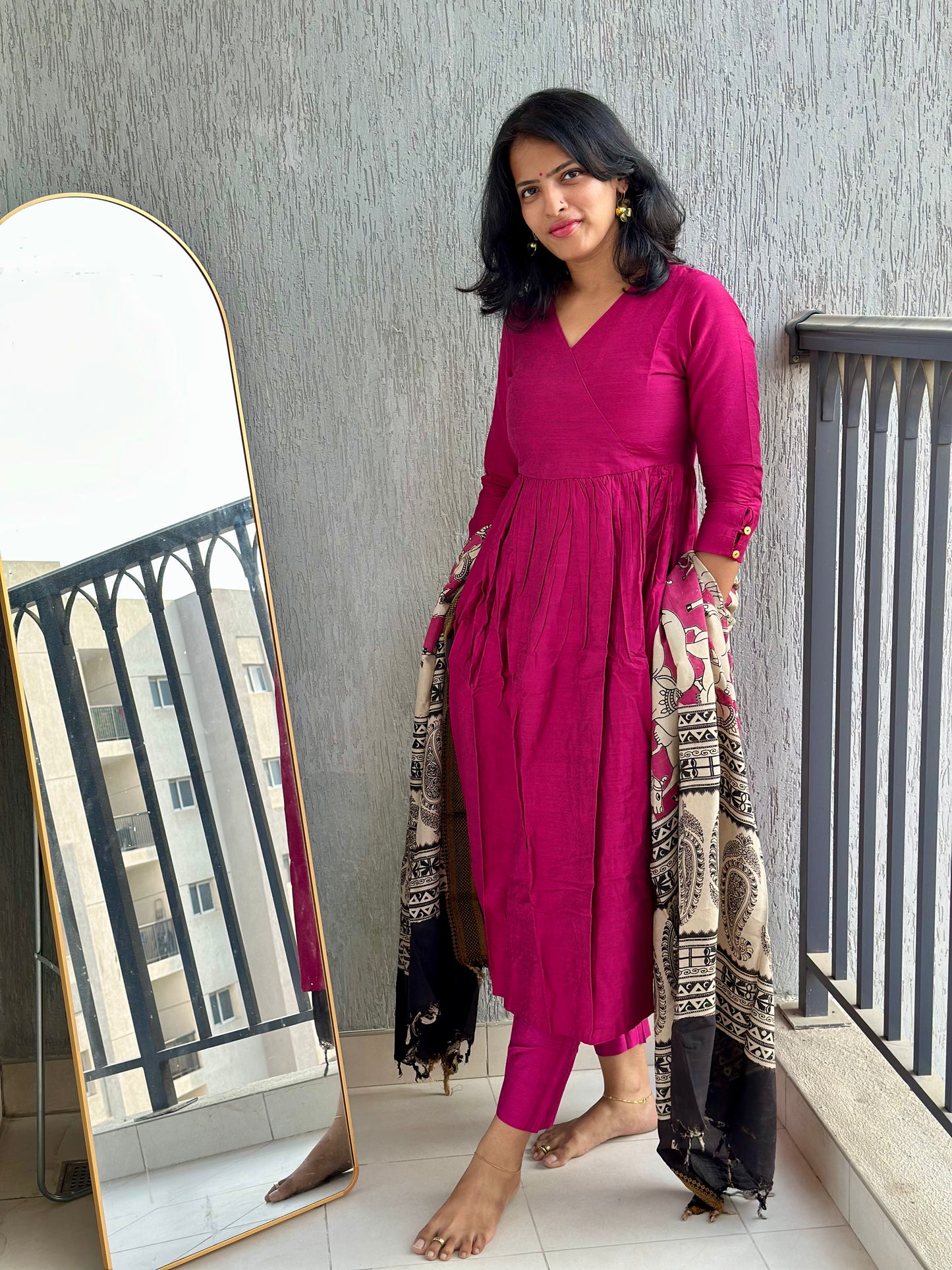 Pink Nyra Silk cotton set