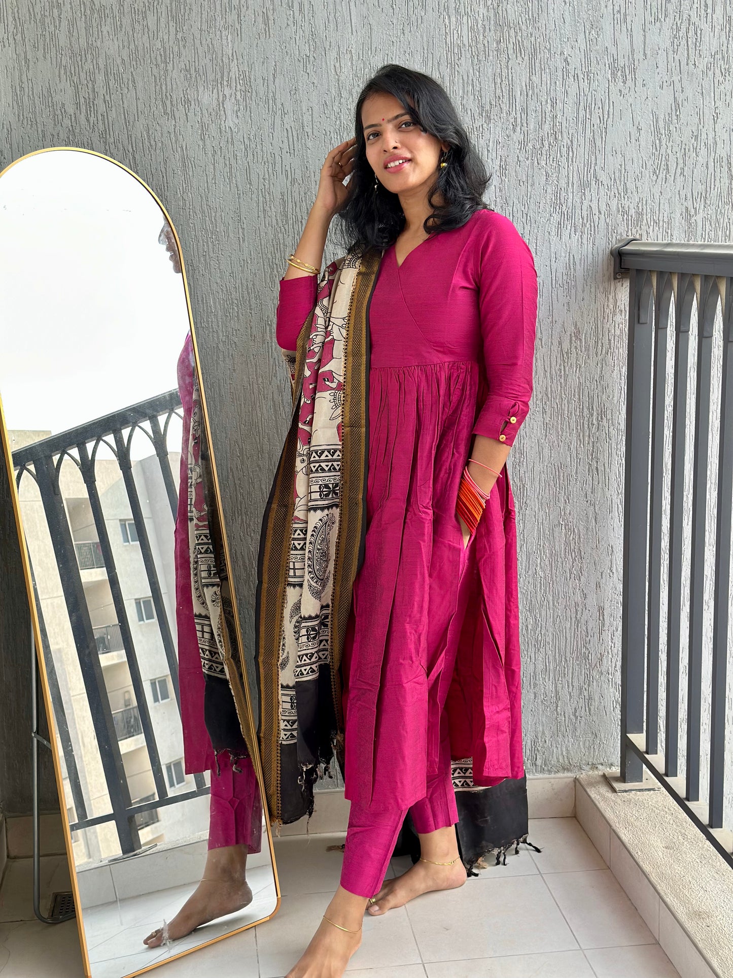 Pink Nyra Silk cotton set
