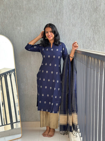Nayanthara - Silk cotton Weaving Kurta set with dupatta