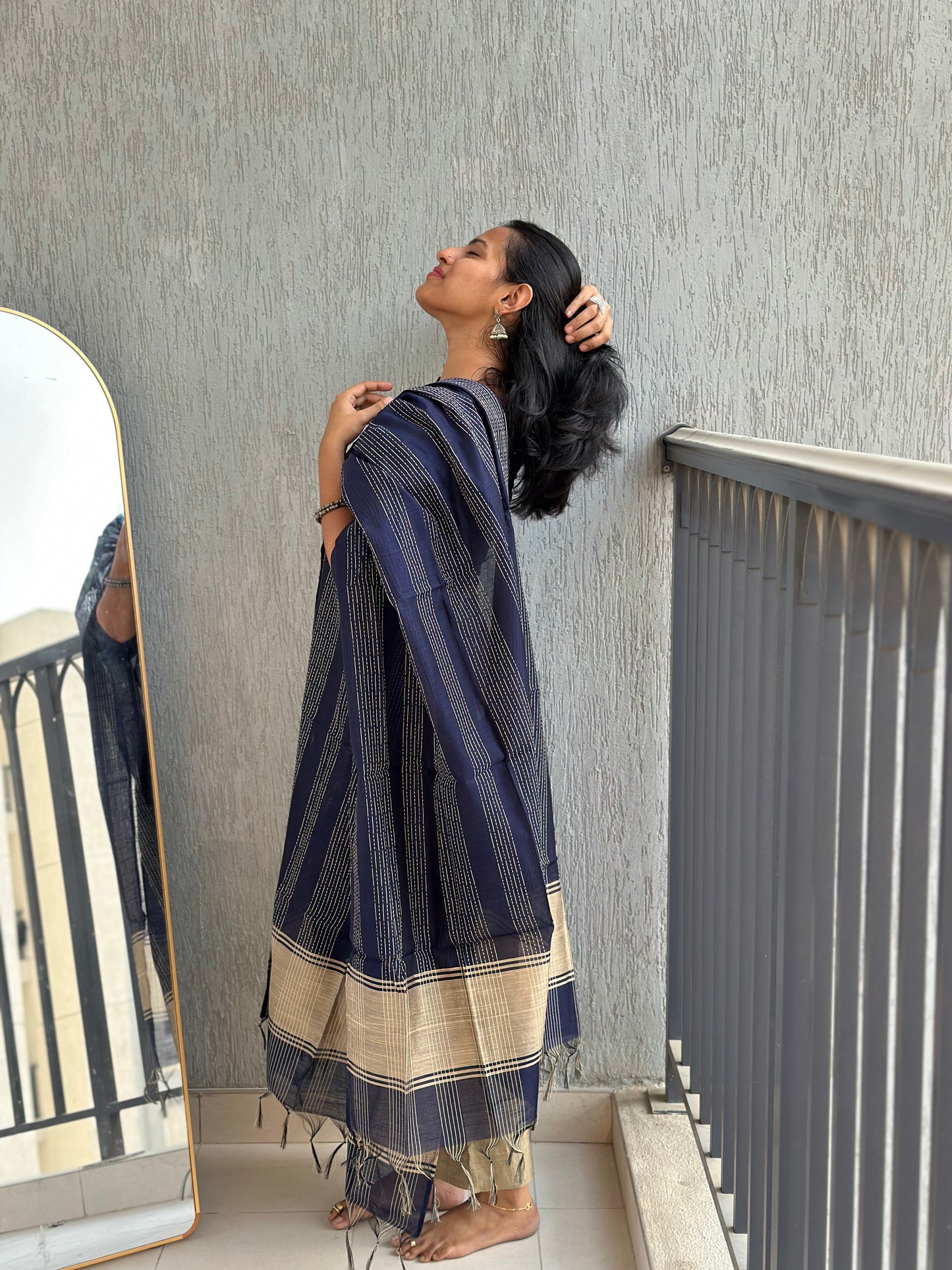 Nayanthara - Silk cotton Weaving Kurta set with dupatta