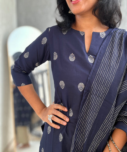 Nayanthara - Silk cotton Weaving Kurta set with dupatta