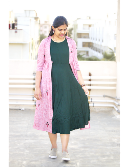 Pink Lurex jacket with embroidery - Two piece dress