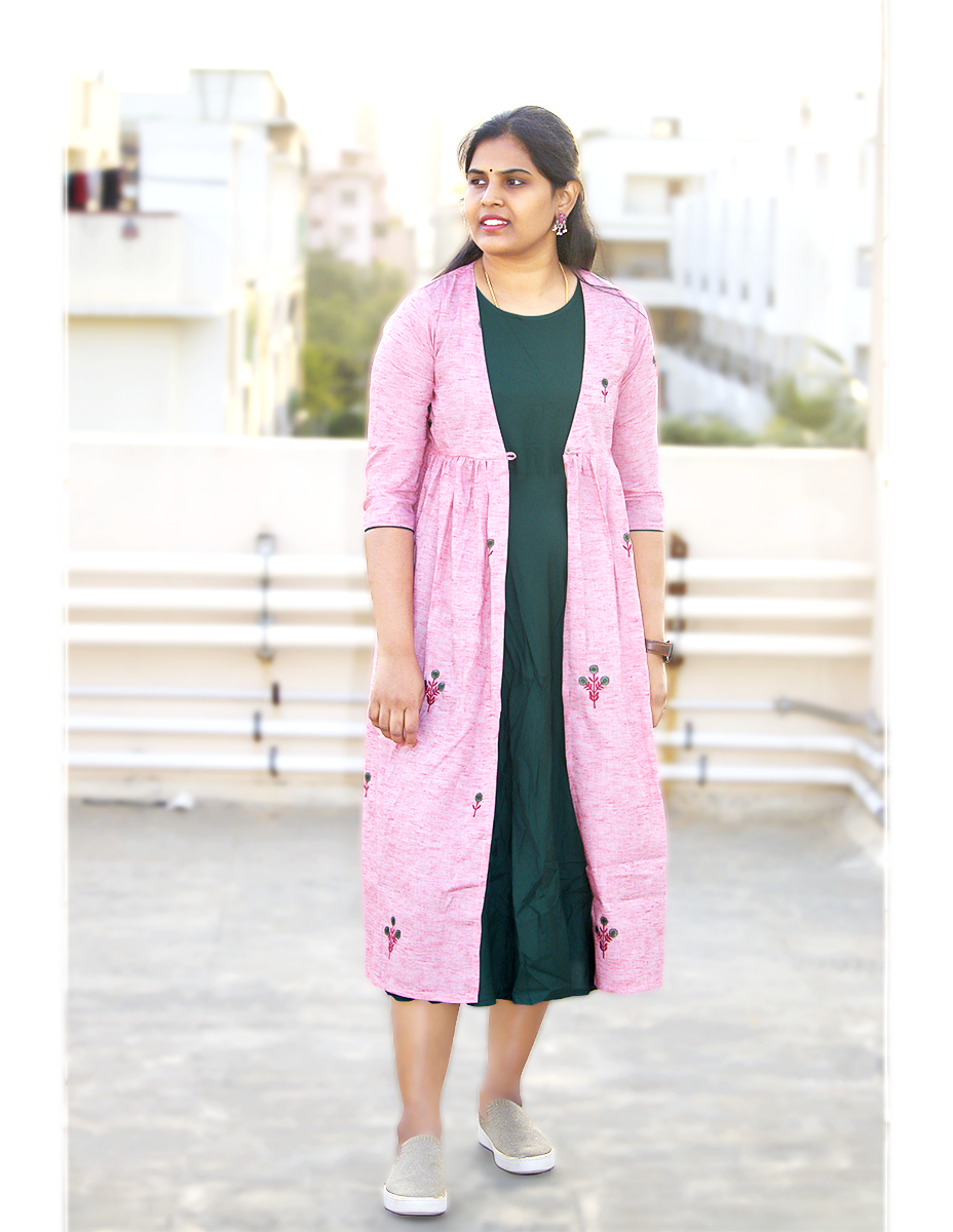 Pink Lurex jacket with embroidery - Two piece dress