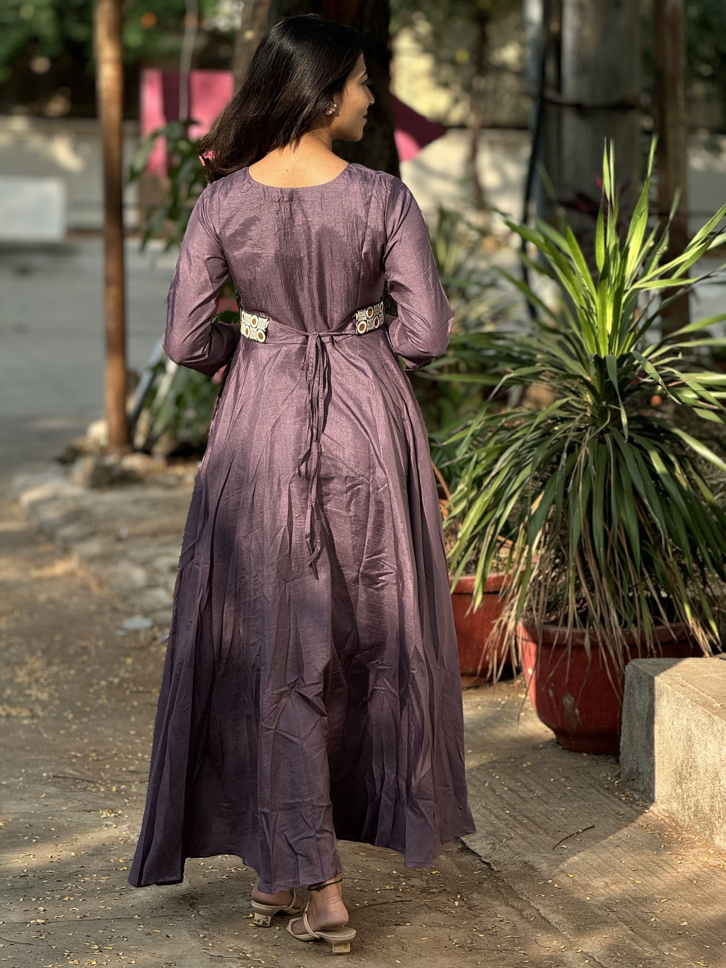 Medha - Designer fit and flare gown - Dark Purple