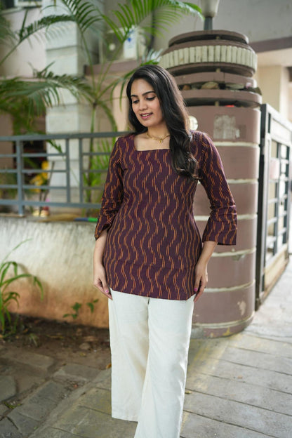 Veda - Ikkat Cotton Tunic - Plum