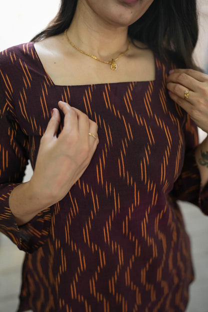Veda - Ikkat Cotton Tunic - Plum