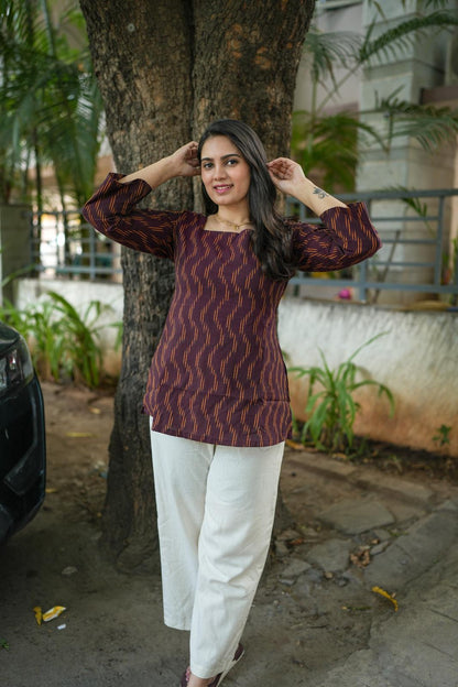 Veda - Ikkat Cotton Tunic - Plum