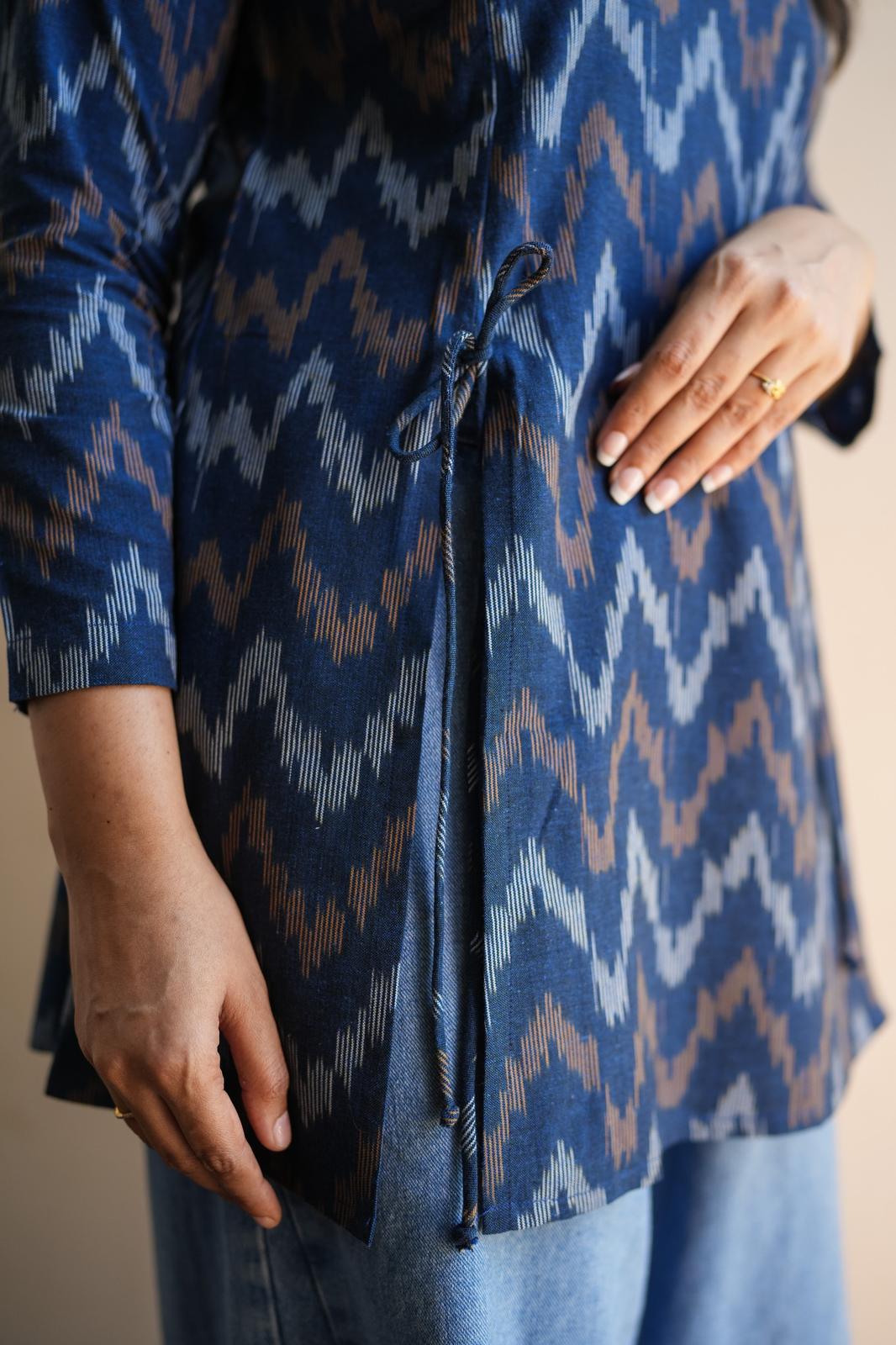 Veda - Ikkat Cotton Tunic - Navy