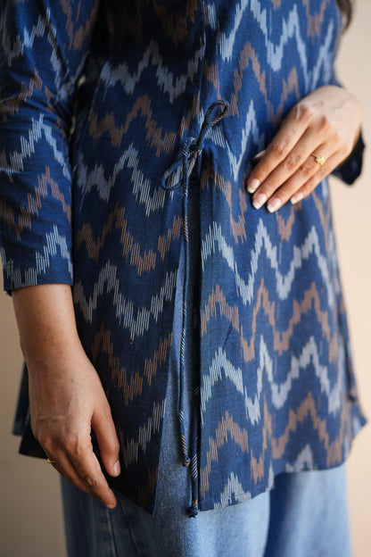 Veda - Ikkat Cotton Tunic - Navy