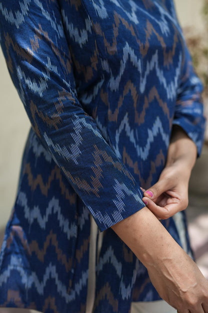 Veda - Ikkat Cotton Tunic - Navy