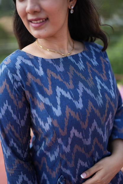 Veda - Ikkat Cotton Tunic - Navy