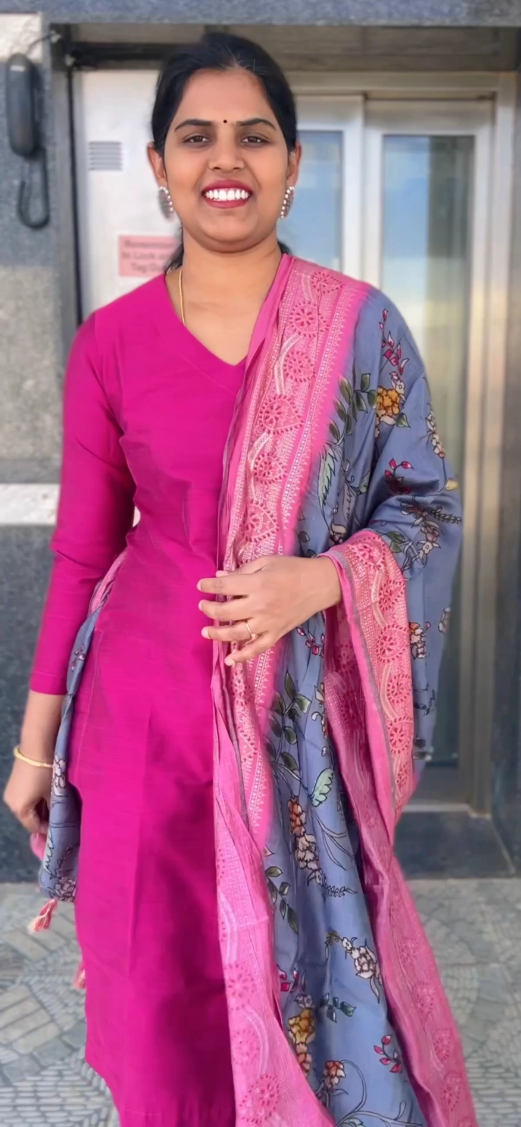 Rathika - Pink Silk cotton set with Maslin Silk dupatta