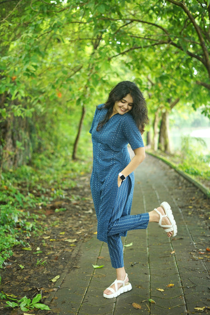 Silpa Handloom Co-ord Set – Blue