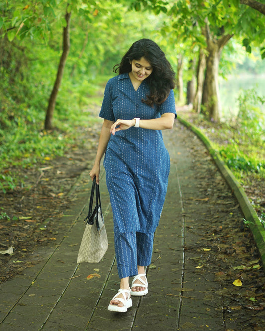 Silpa Handloom Co-ord Set – Blue