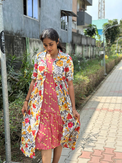 Jinisha - Two layered jacket dress - Floral