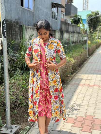 Jinisha - Two layered jacket dress - Floral