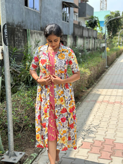 Jinisha - Two layered jacket dress - Floral