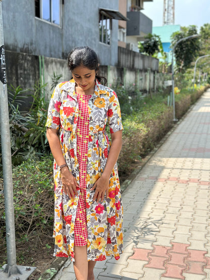 Jinisha - Two layered jacket dress - Floral