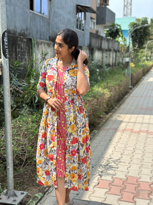 Jinisha - Two layered jacket dress - Floral