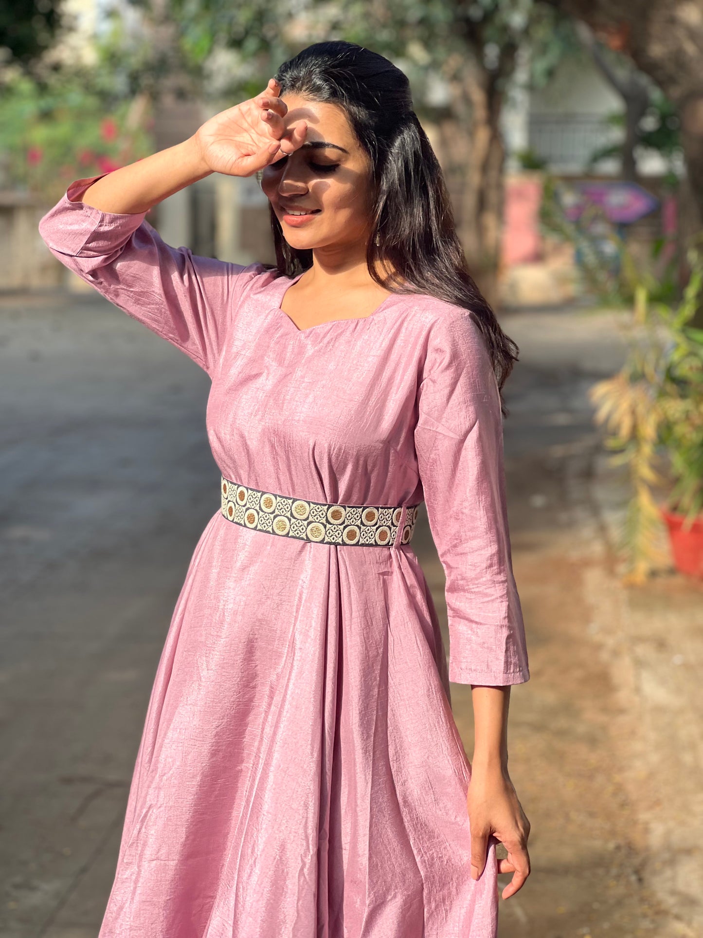 Medha - Designer fit and flare gown - Pale Pink