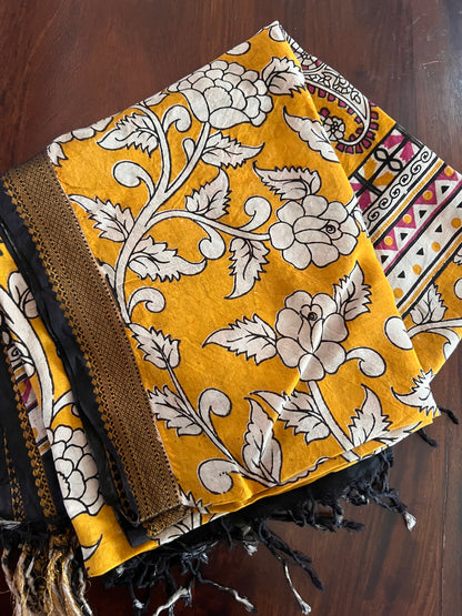 Bhavya - Bottle Green silk set - Kalamkari Dupatta
