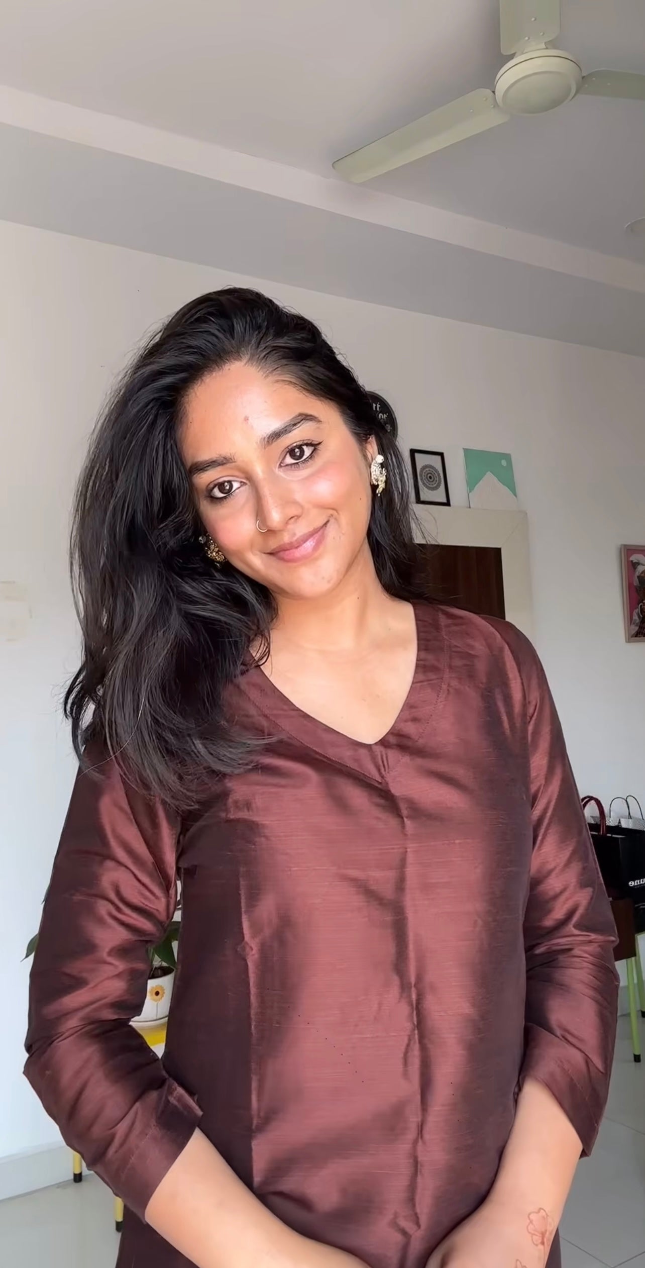Namrata - Chocolate Brown Silk cotton set