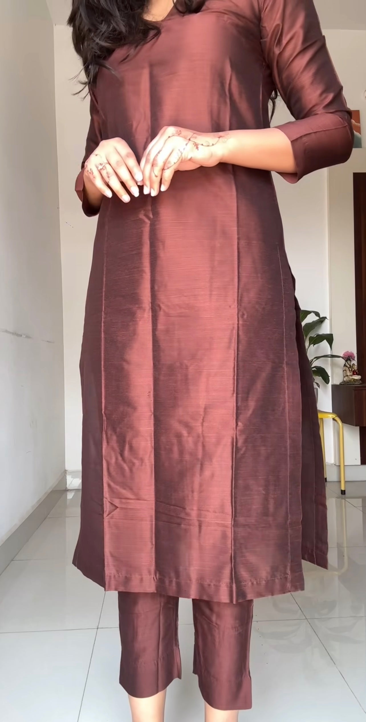 Namrata - Chocolate Brown Silk cotton set