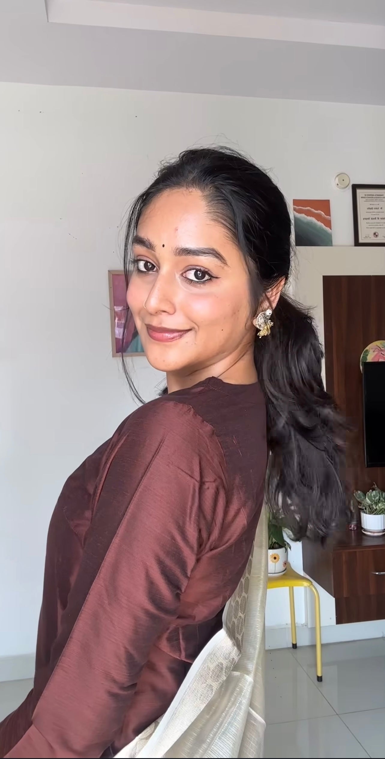 Namrata - Chocolate Brown Silk cotton set