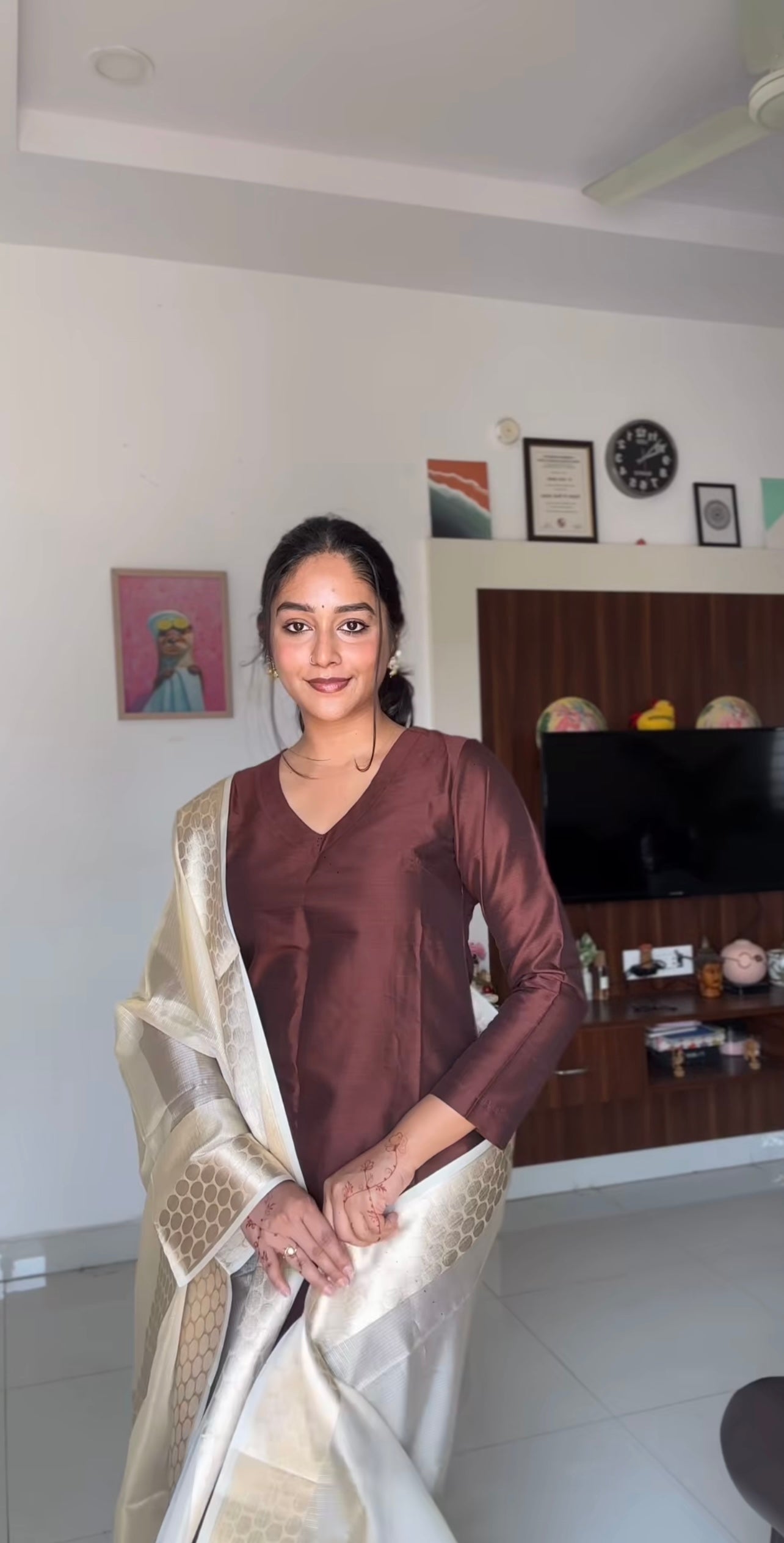 Namrata - Chocolate Brown Silk cotton set
