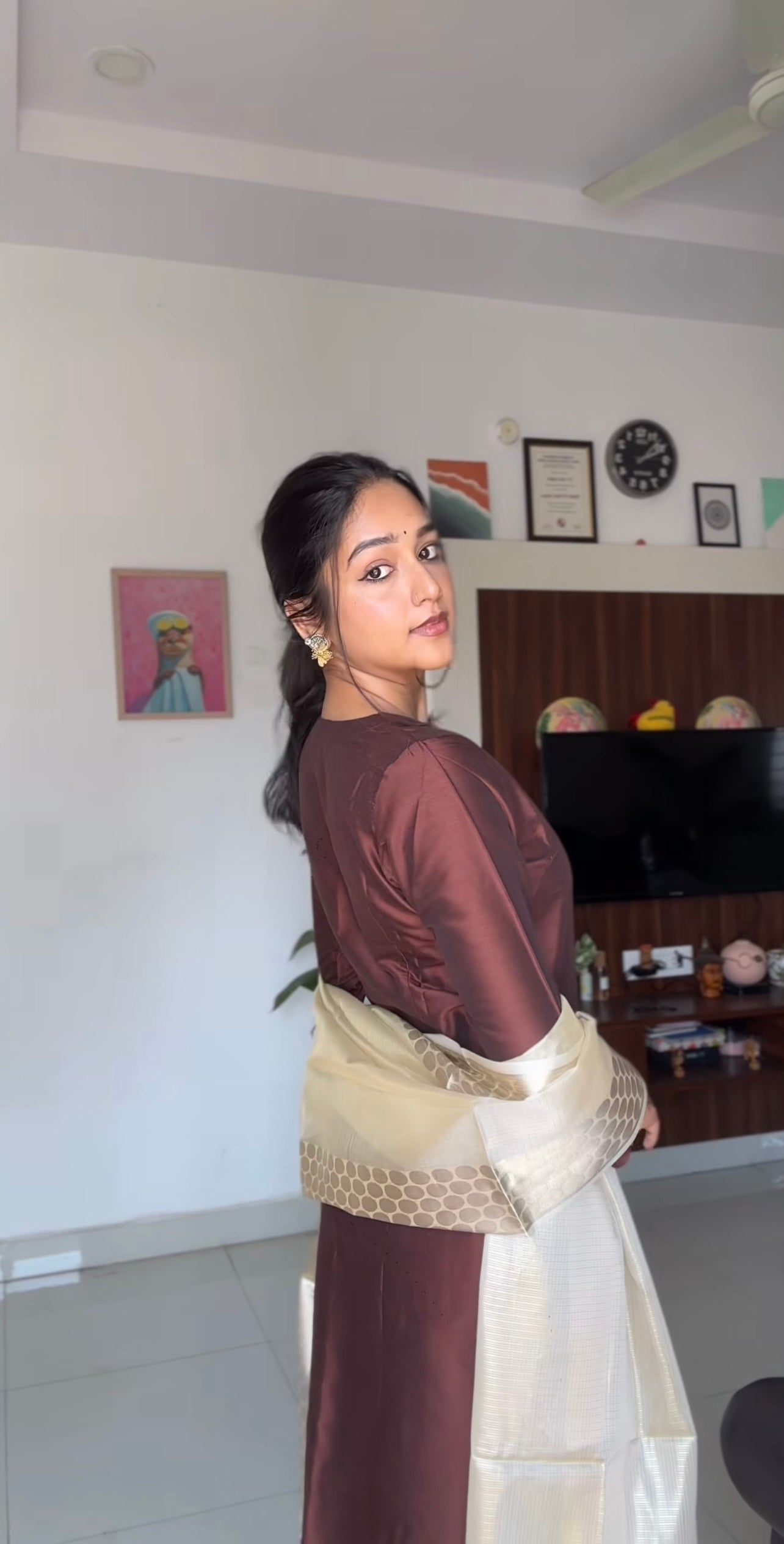 Namrata - Chocolate Brown Silk cotton set