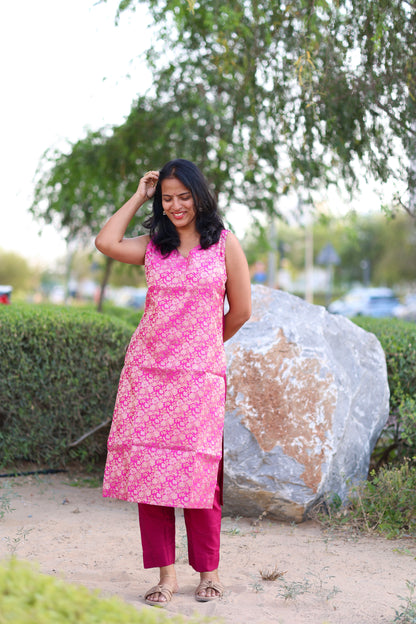 Kavya - Brocade Coord Set - Pink