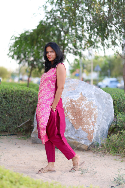 Kavya - Brocade Coord Set - Pink