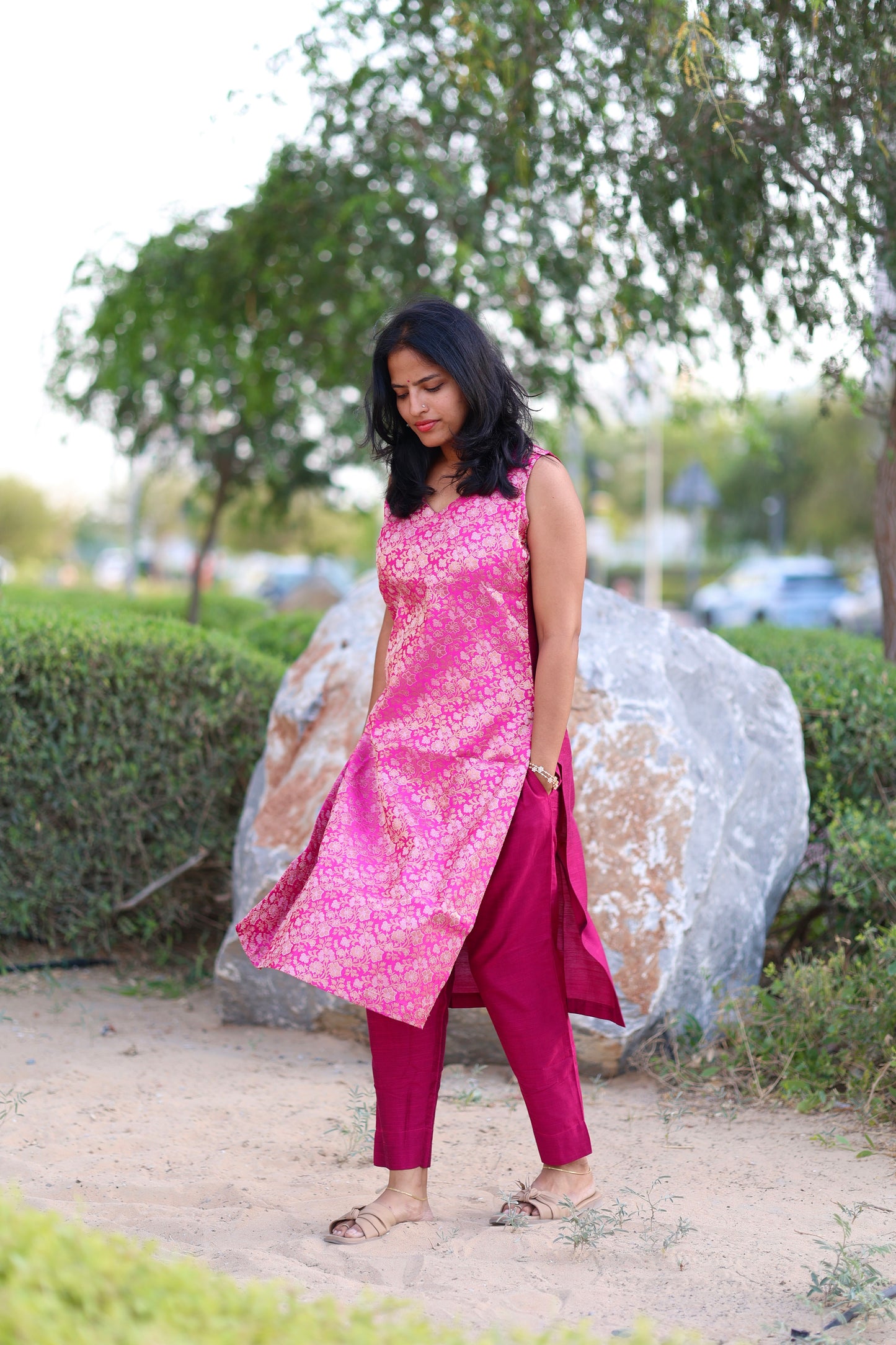 Kavya - Brocade Coord Set - Pink