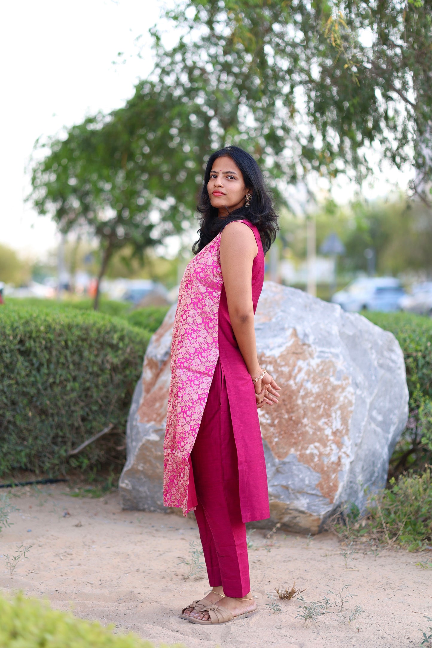 Kavya - Brocade Coord Set - Pink