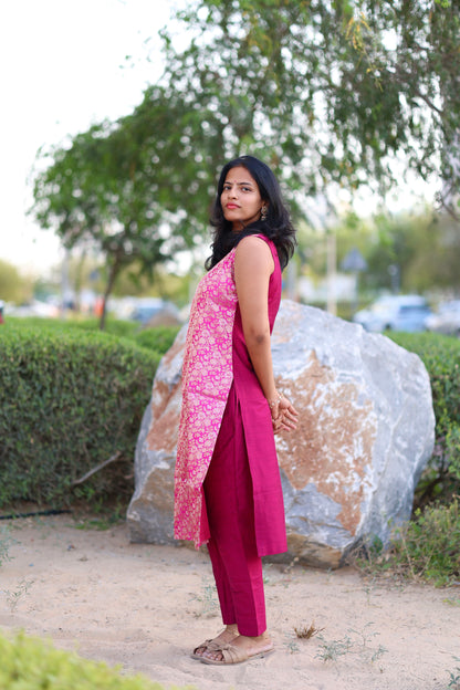 Kavya - Brocade Coord Set - Pink