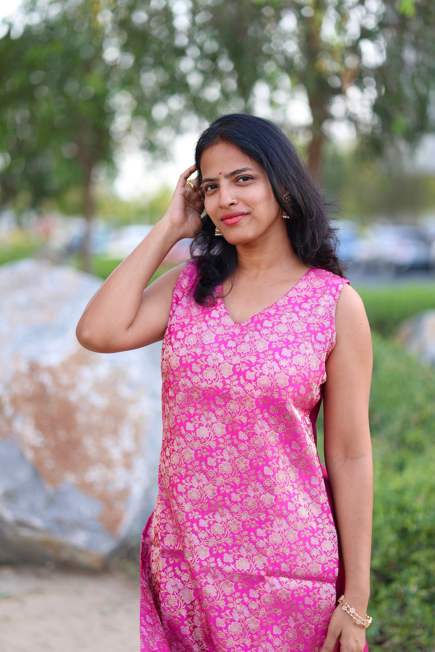 Kavya - Brocade Coord Set - Pink