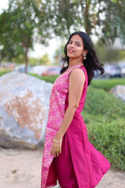 Kavya - Brocade Coord Set - Pink