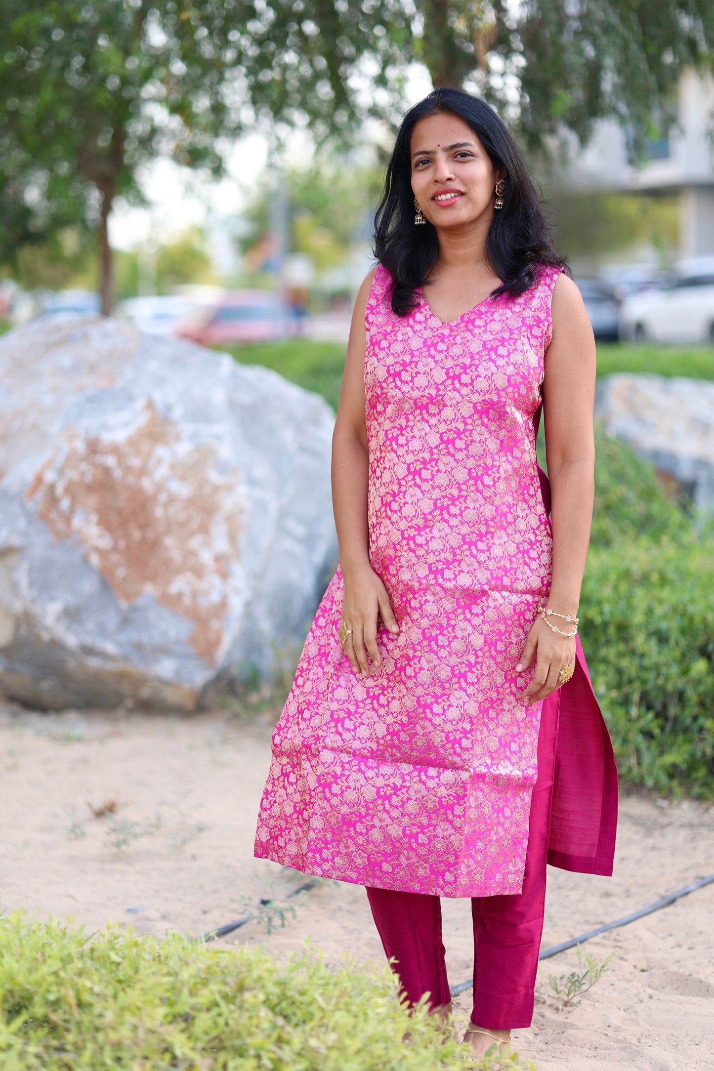 Kavya - Brocade Coord Set - Pink