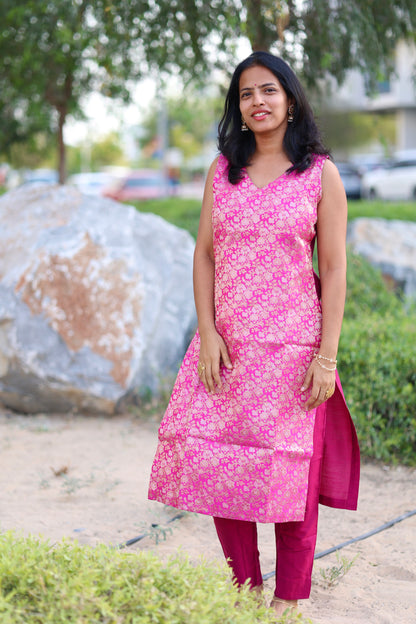 Kavya - Brocade Coord Set - Pink