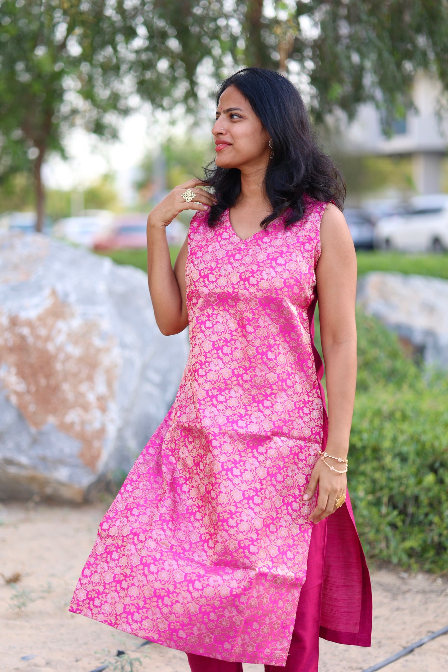 Kavya - Brocade Coord Set - Pink