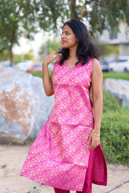Kavya - Brocade Coord Set - Pink