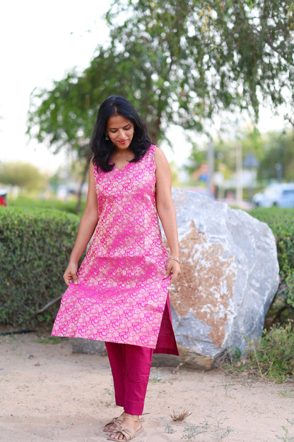 Kavya - Brocade Coord Set - Pink