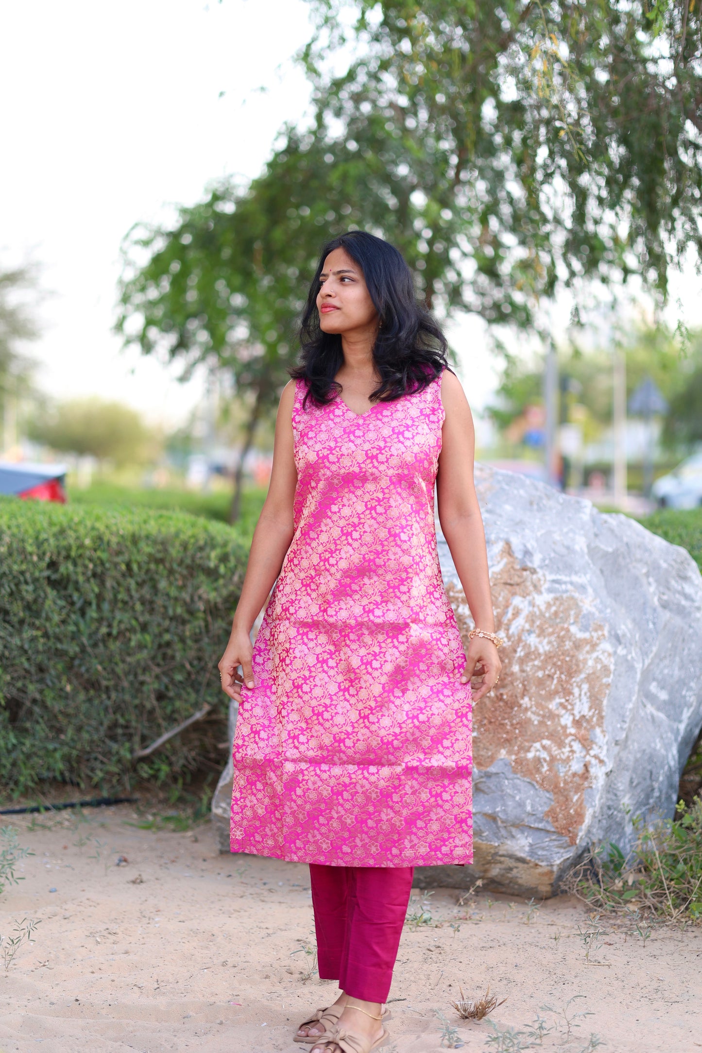 Kavya - Brocade Coord Set - Pink