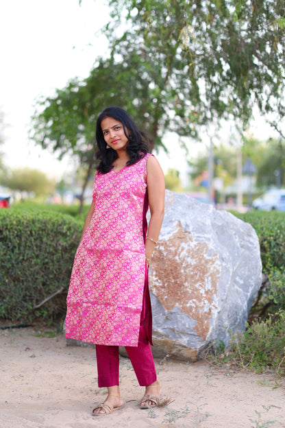 Kavya - Brocade Coord Set - Pink