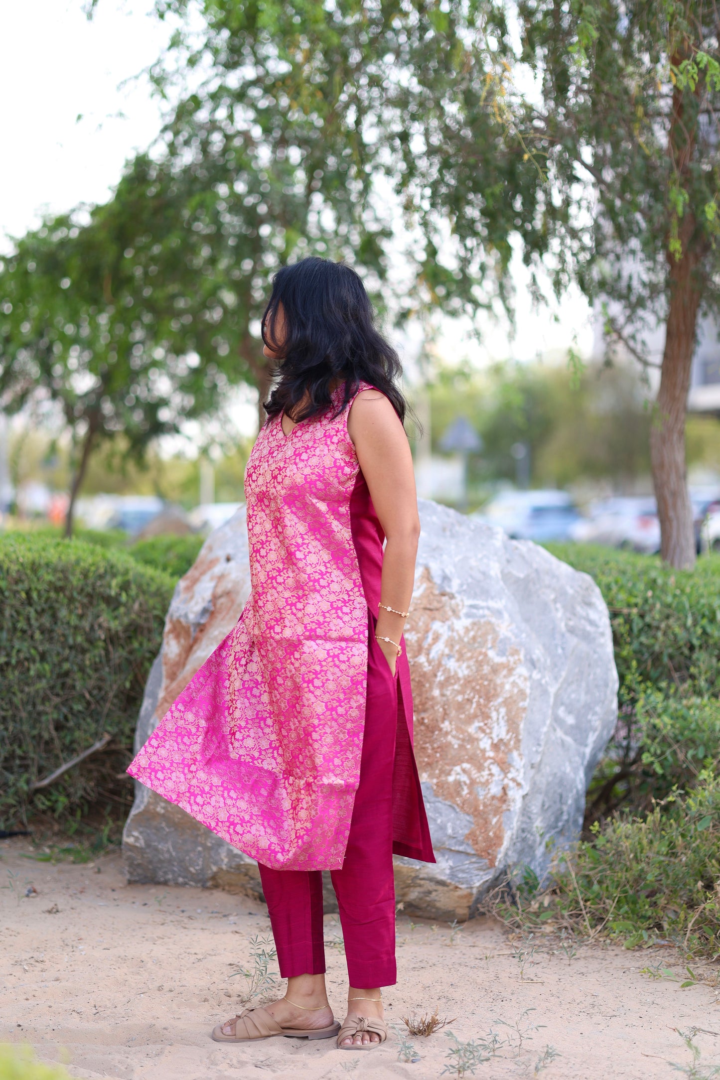 Kavya - Brocade Coord Set - Pink
