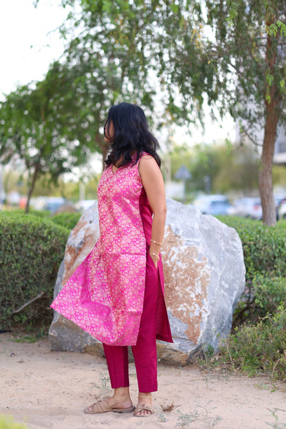 Kavya - Brocade Coord Set - Pink