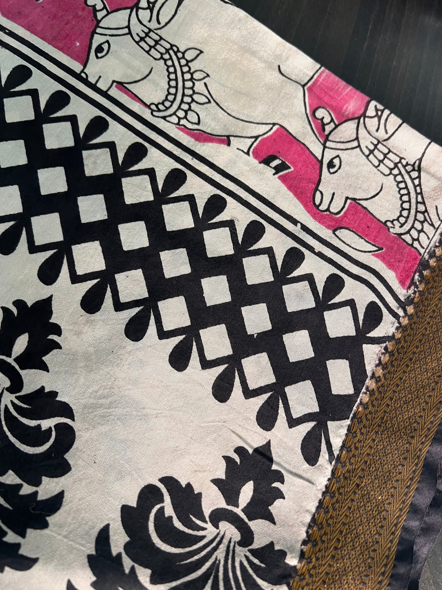 Yogitha - Rani Pink Silk cotton set with Kalamkari dupatta