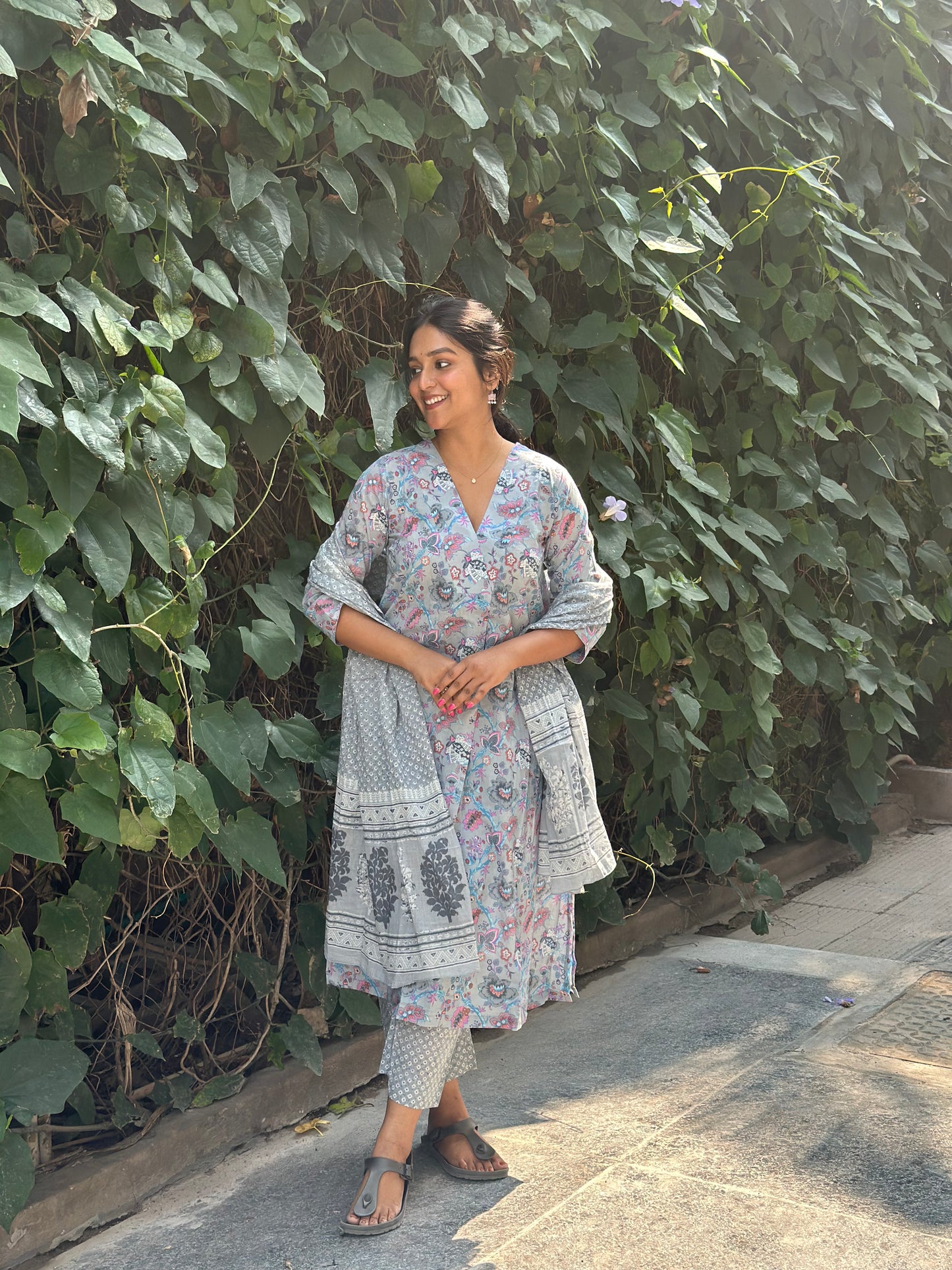 Vishnu - Pure block printed cotton suit - Blue